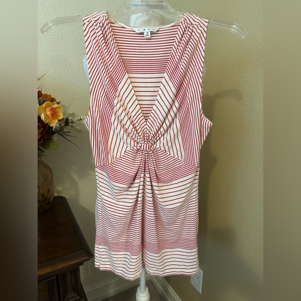 Red and White Striped Sleeveless Top Forget Me Not Cabi Small